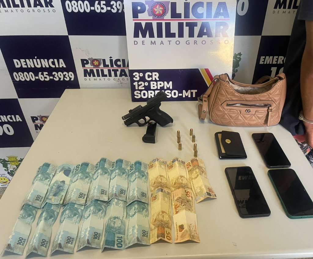 PM prende três faccionados por sequestro, apreende pistola e R$1,4 mil - 